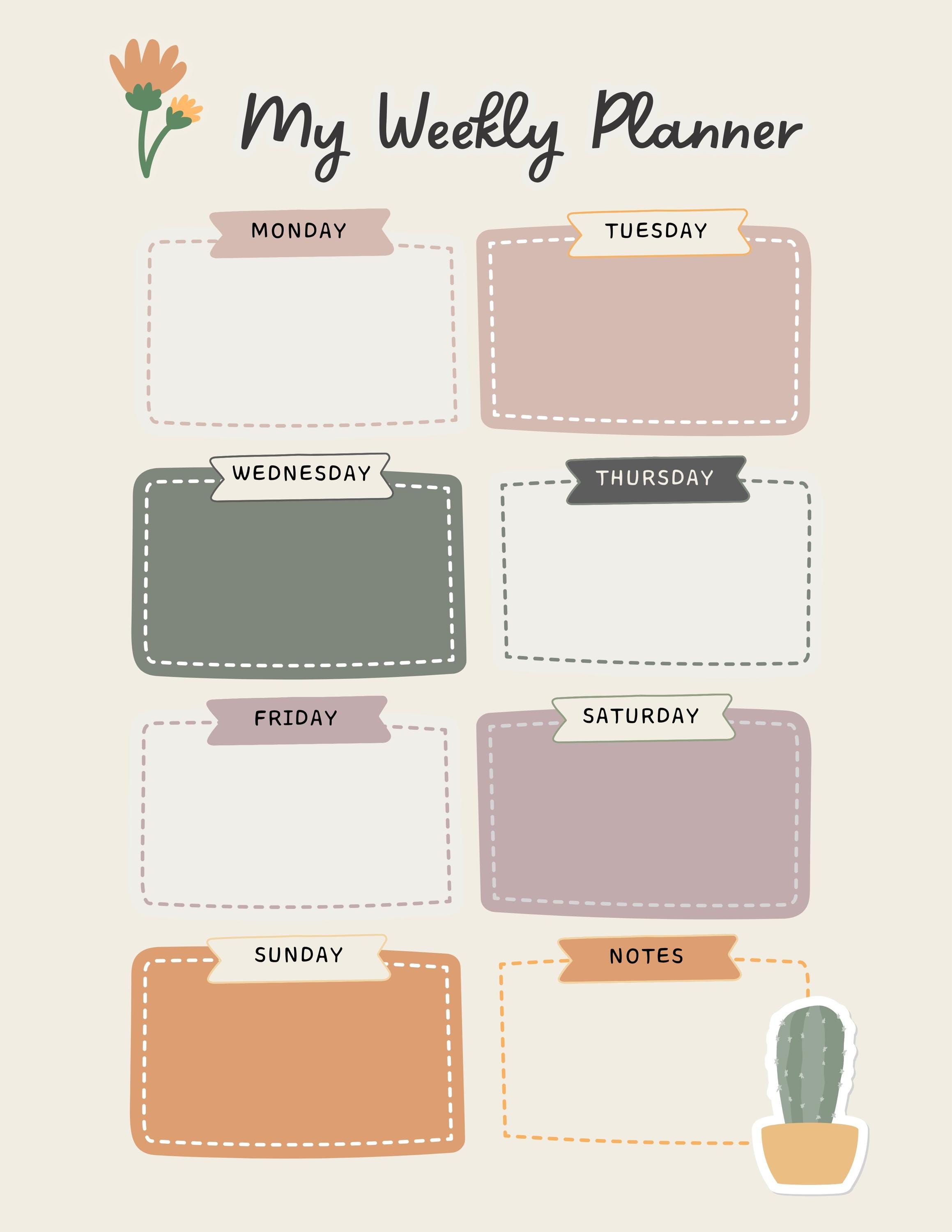 Pastel Weekly Planner Printable | Minimalist Undated - Etsy