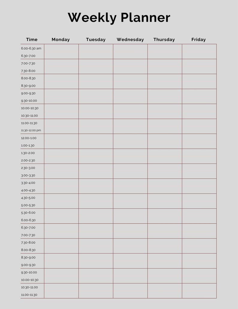 Pastel Weekly Planner Printable | Minimalist Undated - Etsy