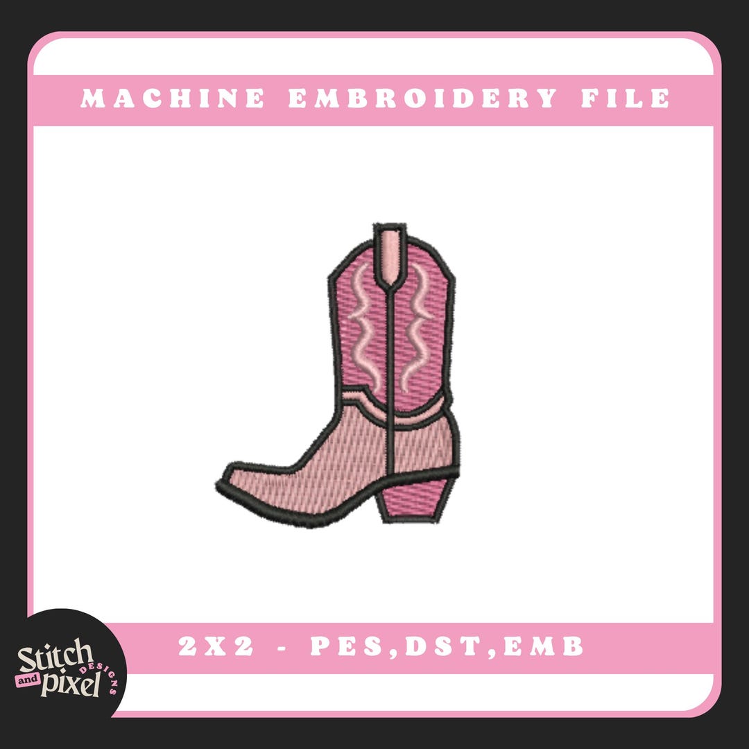 Cowboy Boot Machine Cowboy Boot Machine Embroidery Design – Mini Digital Download (DST, PES ...