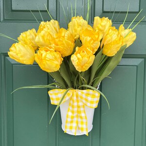 Spring Yellow Tulip Door Wall Bucket - FREE SHIPPING in the Continental U.S.