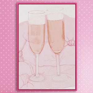 Romantic Celebration Framed Canvas Print - Pink Champagne Art - Feminine and Elegant Wall Decor for Living Room & Gifts, Ready to Hang