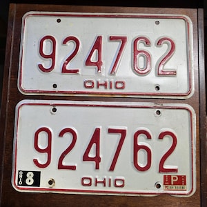 1980 Ohio license plate pair