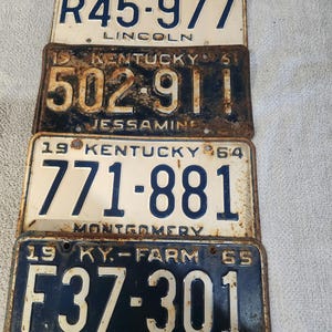 Vintage Kentucky License Plates choose between 1958-1968
