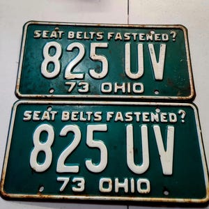 1973 Ohio License Plate Pair