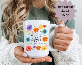 Mum Coffee Mug, Floral Mug for Mum, Personalised Birthday Gift, Custom Name Mug, Mothers Day Gift, Cute Gift for Her, Tea Mug