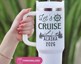 Alaska Cruise Tumbler, Personalized Family Vacation Cup, Custom Girls Trip Mug, Cruise Squad Gift, 2026 Alaska Souvenir