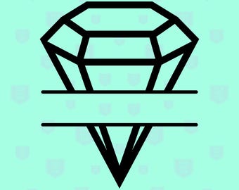 Diamond svg, Diamond split monogram Svg, Brilliant svg, Frame Diamond Vector Files, Diamond Split Name Frame Crystal SVG Clip Art Silhouette