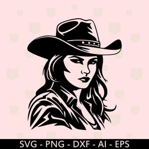 Cowgirl Svg, Cowgirl Silhouette Svg, Cowgirl hat svg, Cowgirl vector, Western Girl Svg, Rodeo Svg, Ranch Svg, Cowboy Hat Svg, Cowgirl png