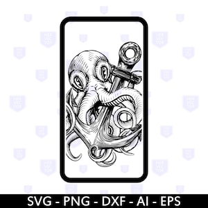 Octopus SVG, Kraken Svg, Octopus Cut Files Silhouette, Squid Svg, Octopus Clipart, Octopus Vector Files for Cricut Dxf Png Eps, Kraken tatoo