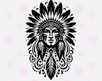Indian chief svg, Indian Svg, Indian Head svg, indian chief png, indian chief head svg, american indian svg, dxf png, indian warrior vector