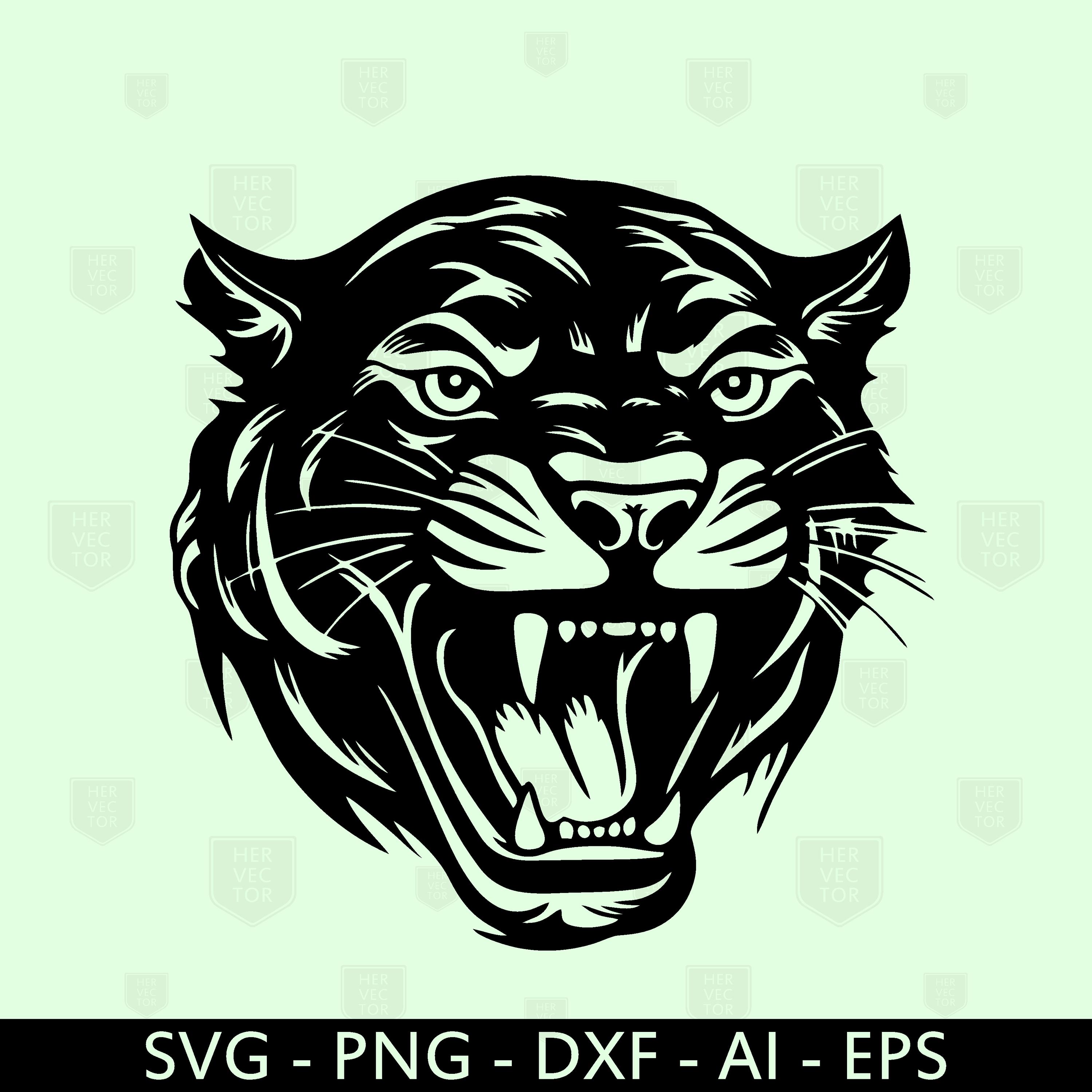 Panther Svg, Panther Face Svg, Panther Vector, Panther Head Svg, Panter ...