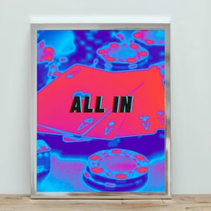 Vegas Poker Theme Wall Art Print – Casino Digital Download, Gambling Decor, Poker Game Printable, Las Vegas Inspired Artwork for Game Room