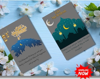Printable Eid Mubarak Cards Art - Greeting Cards - Eid Cards - Islamic Gifts Prints - Digital Download