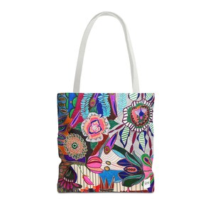 Bolsa de mano artística inspirada en las telas de la abuela - Bolsa de lona colorida imagen 6