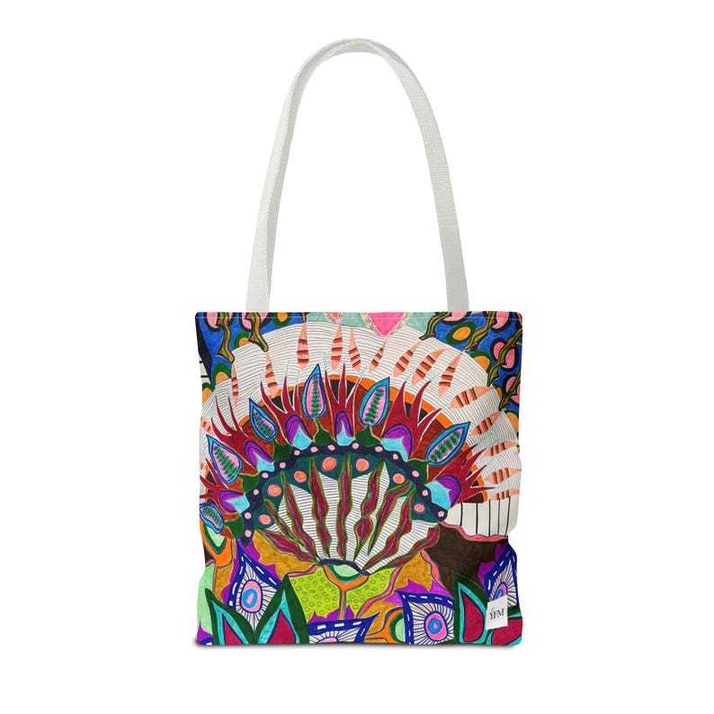 Bolsa de mano artística inspirada en las telas de la abuela - Bolsa de lona colorida imagen 7