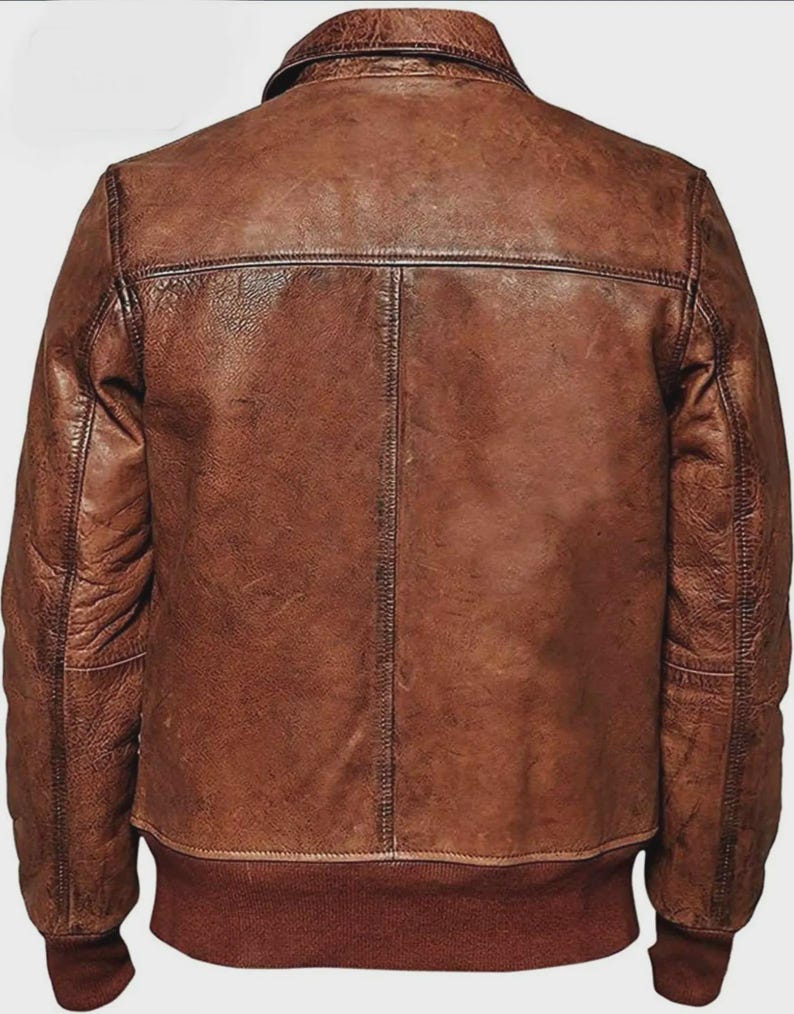 Men’s Vintage Brown Biker Leather Jacket | Classic Distressed Bomber Style image 6