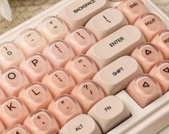Helderroze double shot keycaps 132 toetsen ANSI-lay-out Translucent Jelly keycaps, roze gamer-girl-setup, mechanisch toetsenbord gameroom MX HOA