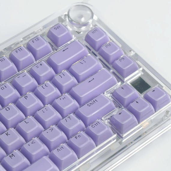 Purple Translucent Keycap Set 136 Keys OEM Profile Polycarbonate Crystal RGB Gaming MX Switch Custom Mechanical Keyboard Jelly Keycaps Ansi