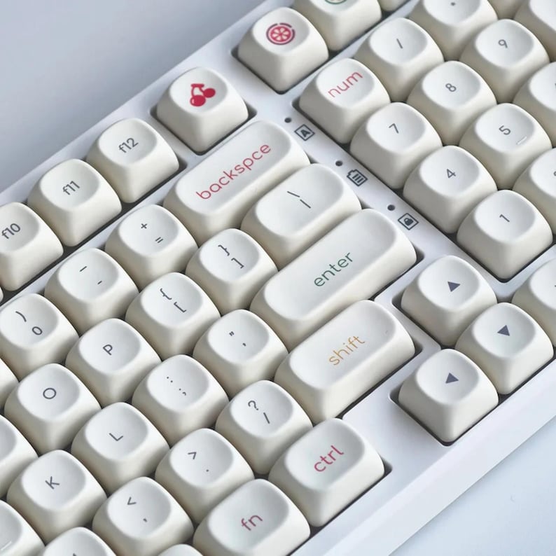 White Minimalist 124 Keycaps Keys Full Set MOA Profile PBT Small Font ...