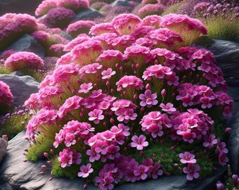 Semillas de Aubrieta (Aubrieta), una planta perenne resistente que sirve de cobertura vegetal para el jardín.