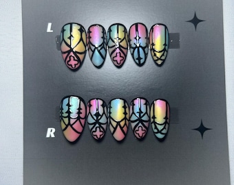 Stained glass gothic Press On Nails