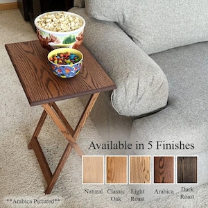 Wood TV Tray Table – Solid Oak Foldable Laptop/Couch Tray – Portable Wooden Folding Table – Handmade Gift for Home
