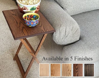 Wood TV Tray Table – Solid Oak Foldable Laptop/Couch Tray – Portable Wooden Folding Table – Handmade Gift for Home