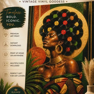 Set of 3 African Wall Art: Black Woman Afrocentric Posters (Digital Download)