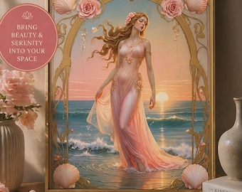 Aphrodite Art Nouveau Print: Greek Goddess Mythology Poster