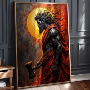 Hephaestus Art Nouveau Poster: Greek God of Fire & Forge Print