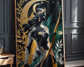 Artemis Poster: Greek Goddess of the Hunt, Vintage Style Print