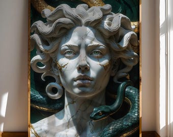 Medusa Art Print: Emerald Serpentine, Mythology Decor