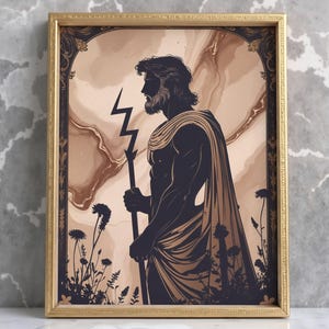 Zeus Greek God, God of Thunder, Ancient Greece, Greek Mythology Living Room Decor, Unique Gift for Mythology Lover, Wall Art, Poster Print