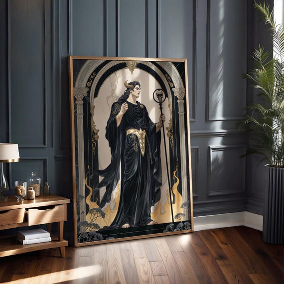 Hades Art Nouveau Poster: Greek God of Underworld Mythology