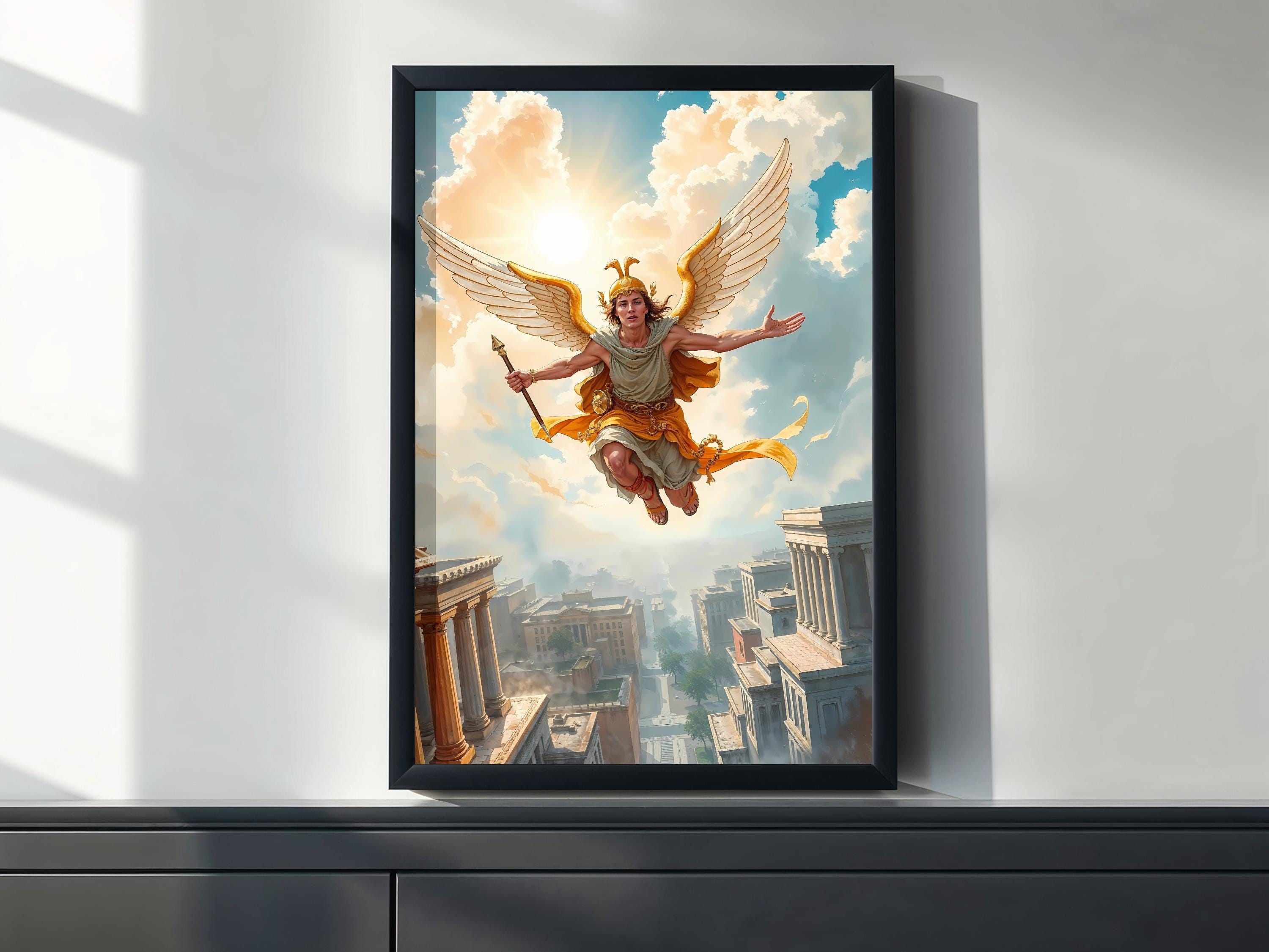HERMES フレーム付きアート Hermes Art Nouveau Poster – Greek Mythology Print - Etsy
