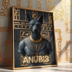 Anubis Poster - Egyptian God of the Dead Art, Premium Matte Home Decor, Classical Sculpture Design for Unique Wall Aesthetic