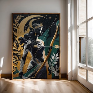Artemis Poster: Greek Goddess of the Hunt, Vintage Style Print