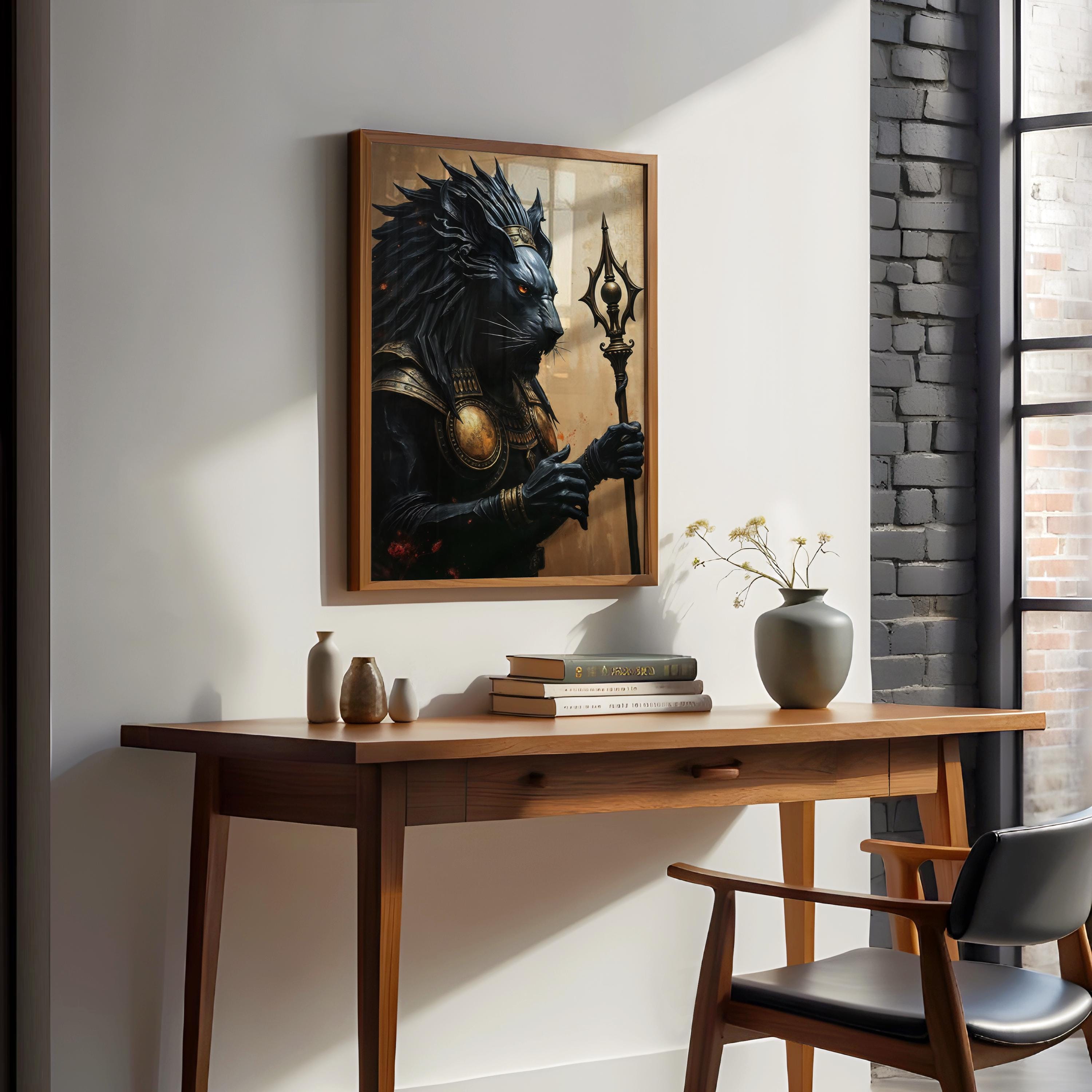 Dark Sekhmet Art Print: Gothic Egyptian Lion Goddess Wall Decor - Etsy