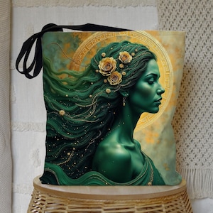 Gaia Tote Bag - Greek Goddess Earth Design, Eco-Friendly Reusable Mythology Bag, Nature Inspired Shopping Tote
