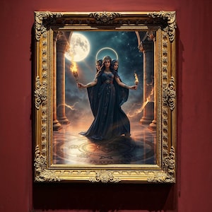 Hecate Premium Matte Poster, Greek Goddess of Magic and Moon, Gift for Her, Gift Home Decor, Art Print, Vintage Prints, Mythology Art, Gift