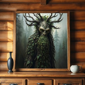 Leshy Bestiary Poster: Vintage Slavic Forest Spirit Art Print
