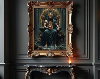 Hades Greek God Matte Poster, Art Nouveau Decor