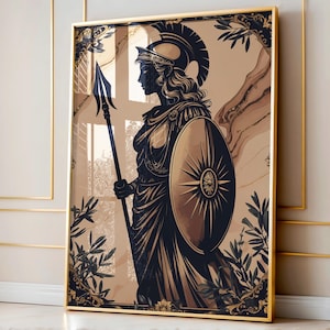 Athena Jugendstil Poster: Griechische Göttin Kunstdruck, Mythologie Liebhaber Geschenk