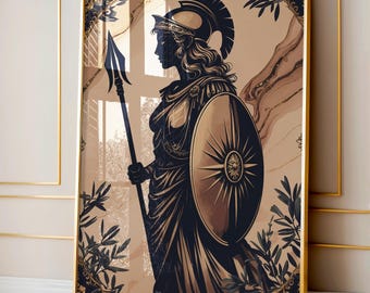 Athena Art Nouveau Poster: Greek Goddess Print, Mythology Lover Gift