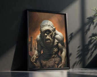 Cyclops Art Print: Vintage Greek Mythology, Dark Legends Decor