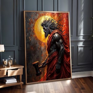 Hephaestus Poster | Greek God of Fire & Forge Art Nouveau Print | Divine Craftsman Home Decor | Greek Mythology Wall Art