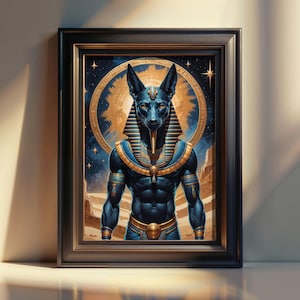 Anubis Ancient Egypt Art: Egyptian God of the Afterlife Vintage Print, Unique Gift for Him & Home Decor, Mythology Wall Art