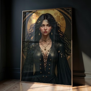 Goddess Hekate Art Nouveau Print | Elegant Magic Poster | Mystical Wall Art & Witchcraft Decor