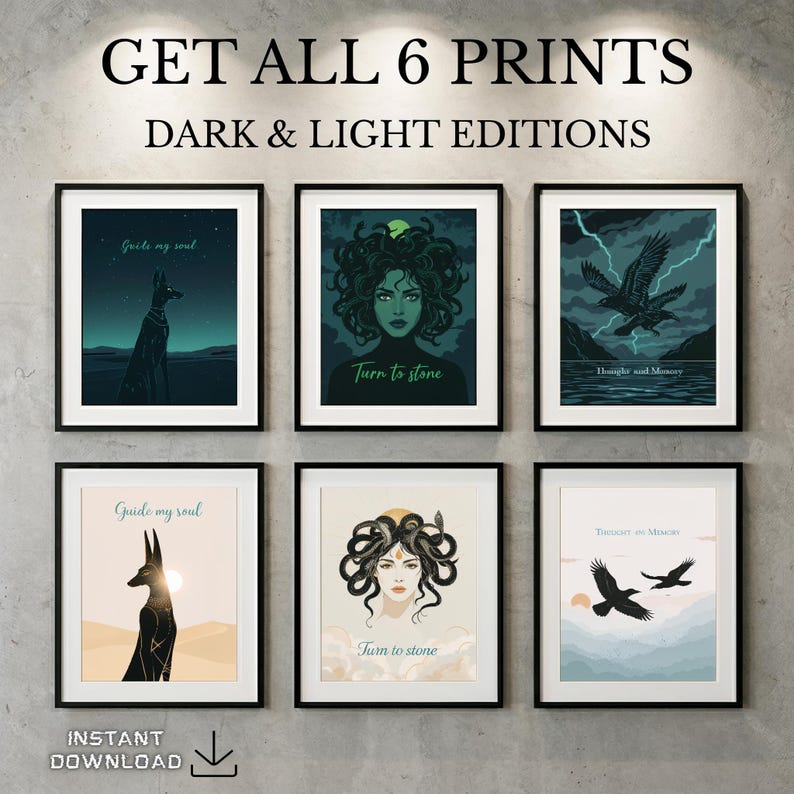 Mythology Poster Set: Egyptian, Norse, Greek Art (digital Download) - Etsy