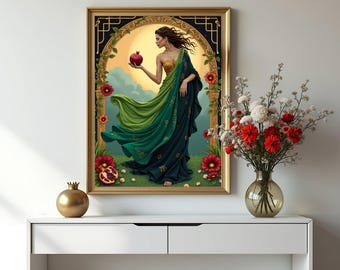 Persephone Jugendstil Print: Griechische Göttin Mythologie Poster